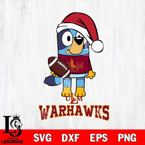 UL Monroe Warhawks Bluey Christmas Svg Eps Dxf Png File, Digital Download