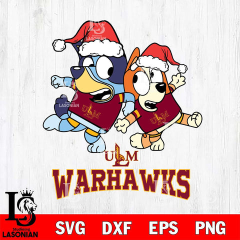 UL Monroe Warhawks Bluey Christmas Holiday Svg Eps Dxf Png File, Digital Download