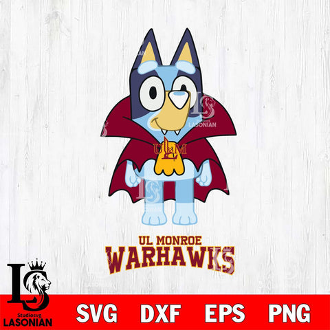 UL Monroe Warhawks Bluey Dracula Halloween Svg Eps Dxf Png File, Digital Download, Instant Download
