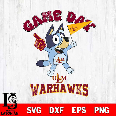 UL Monroe Warhawks Bluey Game Day Svg Eps Dxf Png File, Digital Download, Instant Download