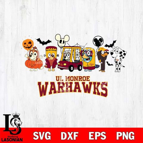 UL Monroe Warhawks Bluey Halloween Svg Eps Dxf Png File, Digital Download, Instant Download