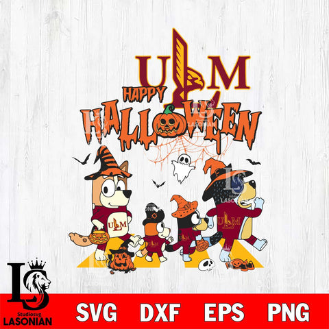 UL Monroe Warhawks Bluey Halloween Family Svg Eps Dxf Png File, Digital Download, Instant Download