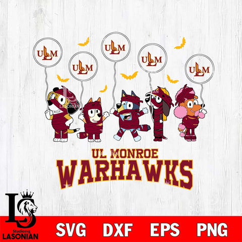 UL Monroe Warhawks Bluey Halloween Spooky Svg Eps Dxf Png File, Digital Download, Instant Download