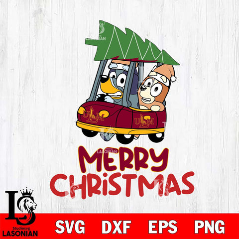 UL Monroe Warhawks Bluey Merry Christmas Svg Eps Dxf Png File, Digital Download