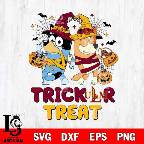 UL Monroe Warhawks Bluey Trick or Treat Halloween 2 Svg Eps Dxf Png File, Digital Download, Instant Download