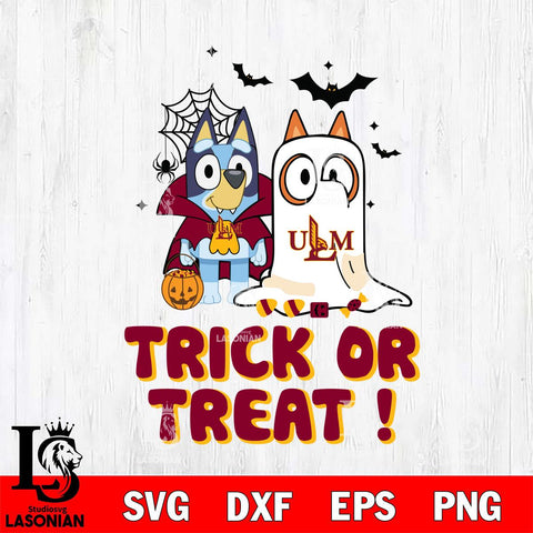 UL Monroe Warhawks Bluey Trick or Treat Halloween Svg Eps Dxf Png File, Digital Download, Instant Download