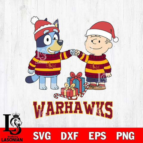 UL Monroe Warhawks Bluey With Charlie Brown Christmas File Cut, NCAA SVG DXF EPS PNG FILE, Digital Download,Instant Download, Silhouette