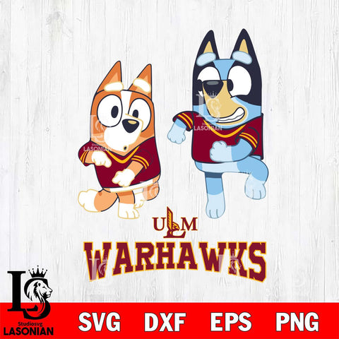 UL Monroe Warhawks Bluey with Chilli Dance Svg Eps Dxf Png File, Digital Download, Instant Download