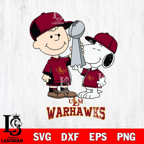 UL Monroe Warhawks Charlie Brown and Snoopy Champions Svg Eps Dxf Png File, NCAA svg , Digital Download , Instant Download, Cricut File