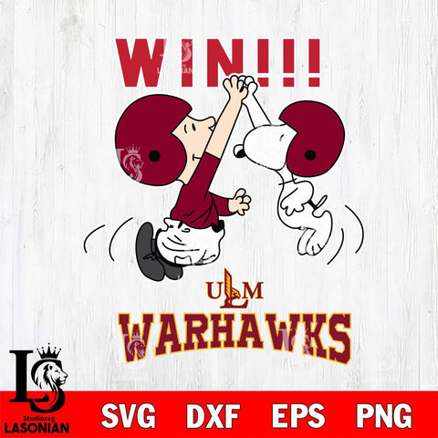 UL Monroe Warhawks Charlie Brown and Snoopy Win Svg Eps Dxf Png File, NCAA svg , Digital Download , Instant Download, Cricut File