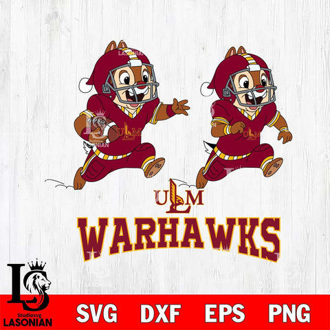 UL Monroe Warhawks Chip & Dale Football Cricut,Christmas SVG DXF EPS PNG FILE, NCAA Digital Download,Instant Download, Silhouette