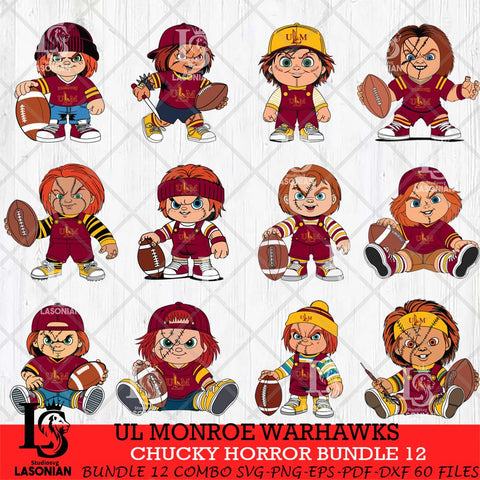UL Monroe Warhawks Chucky Horror Bundle 12 SVG Eps Dxf Png File, Bundle NCAA svg, Digital Download, Instant Download