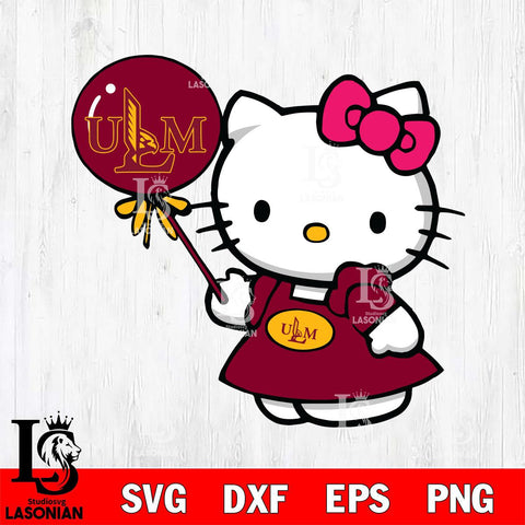 UL Monroe Warhawks Cute Hello Kitty 2 Svg Eps Dxf Png File, Digital Download, Instant Download