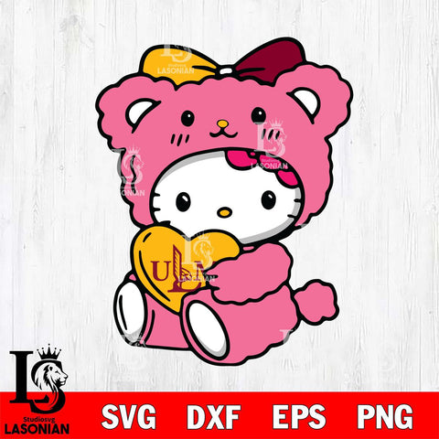 UL Monroe Warhawks Cute Hello Kitty 3 Svg Eps Dxf Png File, Digital Download, Instant Download