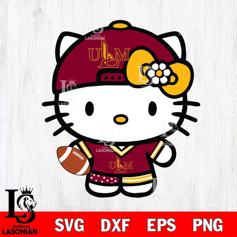 UL Monroe Warhawks Cute Hello Kitty Football 10 Svg Eps Dxf Png File, NCAA svg, Digital Download, Instant Download