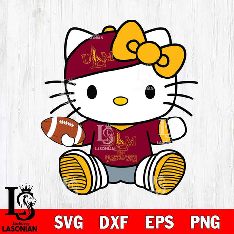 UL Monroe Warhawks Cute Hello Kitty Football 11 Svg Eps Dxf Png File, NCAA svg, Digital Download, Instant Download