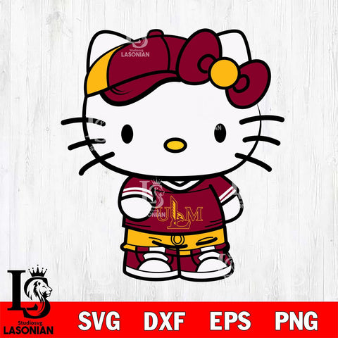 UL Monroe Warhawks Cute Hello Kitty Football 2 Svg Eps Dxf Png File, NCAA svg, Digital Download, Instant Download