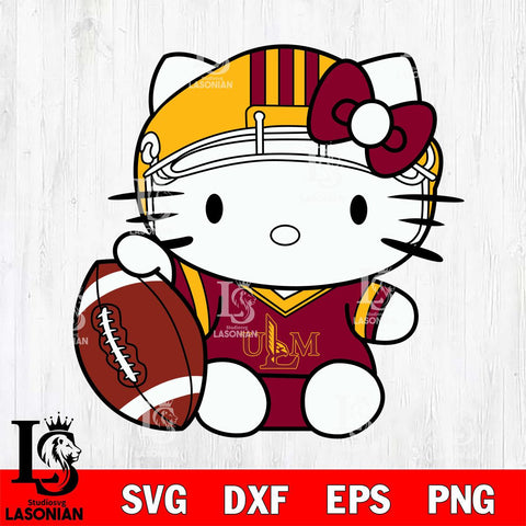 UL Monroe Warhawks Cute Hello Kitty Football 5 Svg Eps Dxf Png File, NCAA svg, Digital Download, Instant Download