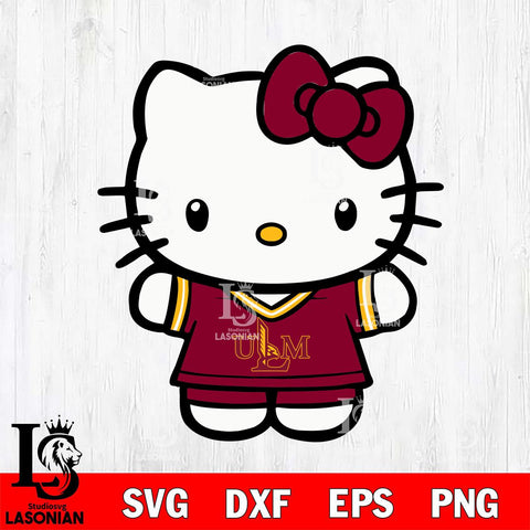 UL Monroe Warhawks Cute Hello Kitty Football 6 Svg Eps Dxf Png File, NCAA svg, Digital Download, Instant Download