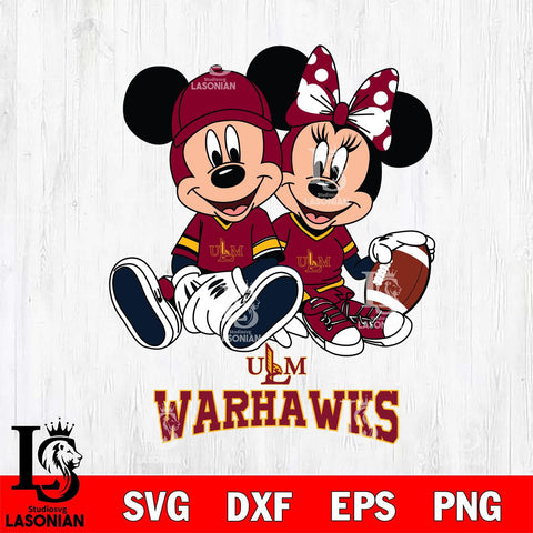 UL Monroe Warhawks Disney Mickey And Minnie Football Svg Eps Dxf Png File, NCAA svg , Digital Download , Instant Download, Cricut File
