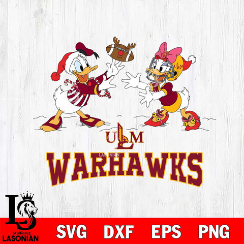UL Monroe Warhawks Donald Duck & Daisy Duck Football Cricut,Christmas SVG DXF EPS PNG FILE, NCAA Digital Download,Instant Download, Silhouette