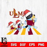 UL Monroe Warhawks Family Bluey Walking Christmas Svg Eps Dxf Png File, Digital Download, Instant Download