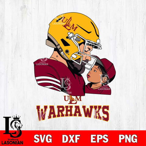 UL Monroe Warhawks Father And Child Rugby SVG DXF EPS PNG FILE,NCAA SVG, Father day Digital Download,Instant Download, Silhouette