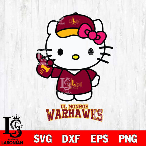 UL Monroe Warhawks Hello Kitty Best Fan Svg Eps Dxf Png File, Digital Download, Instant Download
