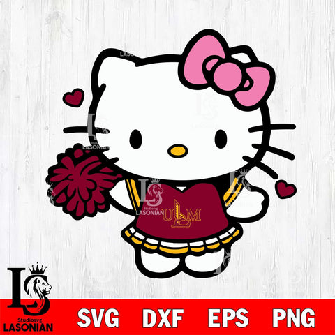 UL Monroe Warhawks Hello Kitty Cheerleader 6 Svg Eps Dxf Png File, Digital Download, Instant Download