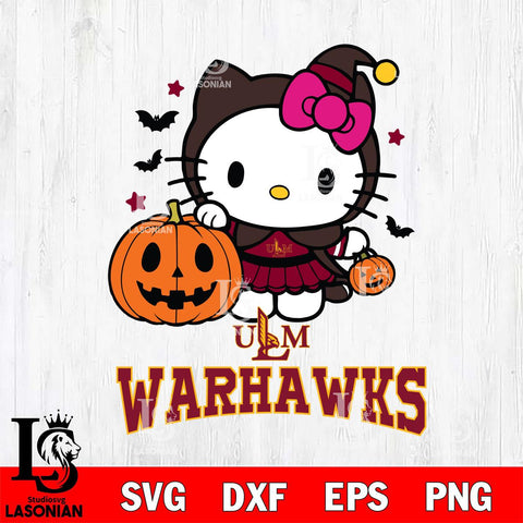 UL Monroe Warhawks Hello Kitty Horror 1 Svg Eps Dxf Png File, Digital Download