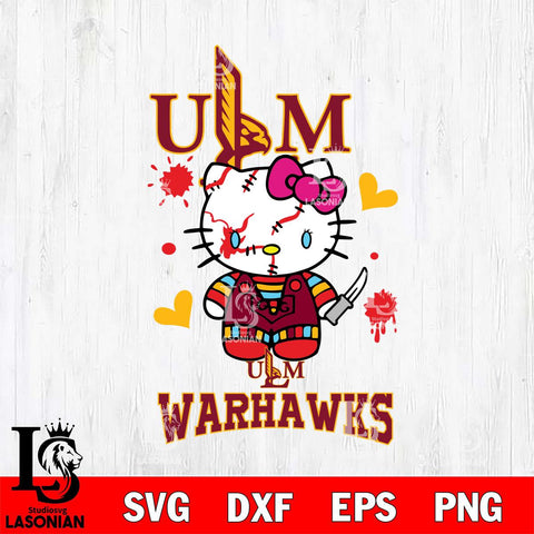 UL Monroe Warhawks Hello Kitty Horror 2 Svg Eps Dxf Png File, Digital Download