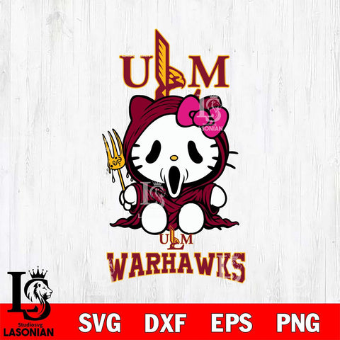UL Monroe Warhawks Hello Kitty Horror 4 Svg Eps Dxf Png File, Digital Download