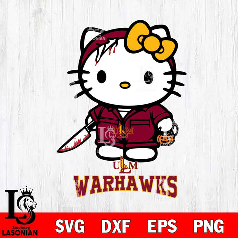 UL Monroe Warhawks Hello Kitty Horror 5 Svg Eps Dxf Png File, Digital Download
