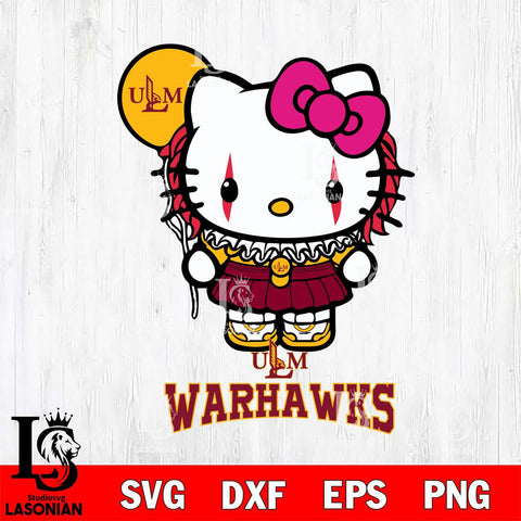 UL Monroe Warhawks Hello Kitty Horror 7 Svg Eps Dxf Png File, Digital Download