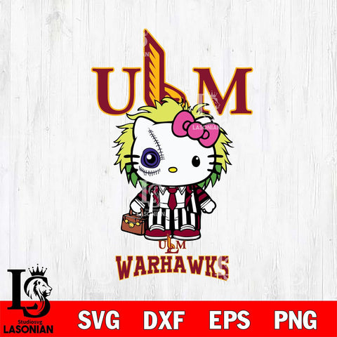 UL Monroe Warhawks Hello Kitty Horror 8 Svg Eps Dxf Png File, Digital Download