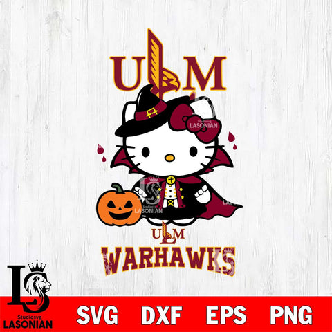 UL Monroe Warhawks Hello Kitty Horror 9 Svg Eps Dxf Png File, Digital Download