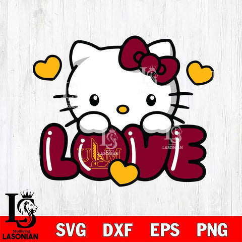 UL Monroe Warhawks Hello Kitty Love Svg Eps Dxf Png File, Digital Download, Instant Download