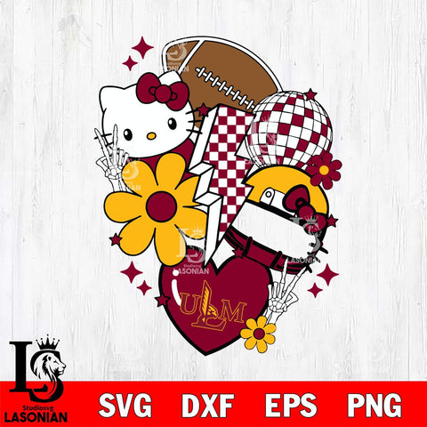 UL Monroe Warhawks Hello Kitty NCAA 2 Svg Eps Dxf Png File, Digital Download, Instant Download