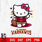 UL Monroe Warhawks Hello Kitty NCAA 3 Svg Eps Dxf Png File, Digital Download, Instant Download