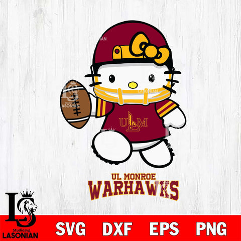 UL Monroe Warhawks Hello Kitty NCAA 4 Svg Eps Dxf Png File, Digital Download, Instant Download