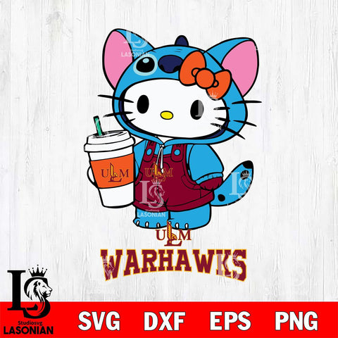 UL Monroe Warhawks Hello Kitty Stitch Svg Eps Dxf Png File, NCAA svg, Digital Download, Instant Download