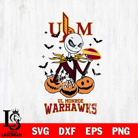 UL Monroe Warhawks Jack Skellington 2 halloween Svg Eps Dxf Png File, NCAA svg, Digital Download, Instant Download