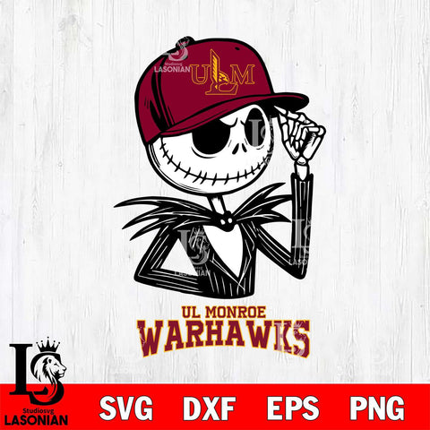 UL Monroe Warhawks Jack Skellington 3 Halloween Svg Eps Dxf Png File, NCAA svg, Digital Download, Instant Download