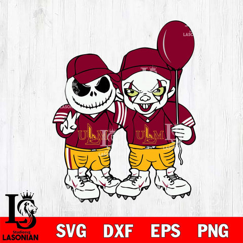 UL Monroe Warhawks Jack Skellington And Pennywise Football Svg Eps Dxf Png File, NCAA svg, Digital Download, Instant Download