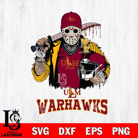 UL Monroe Warhawks Jason Voorhees 2 Svg Eps Dxf Png File, Digital Download
