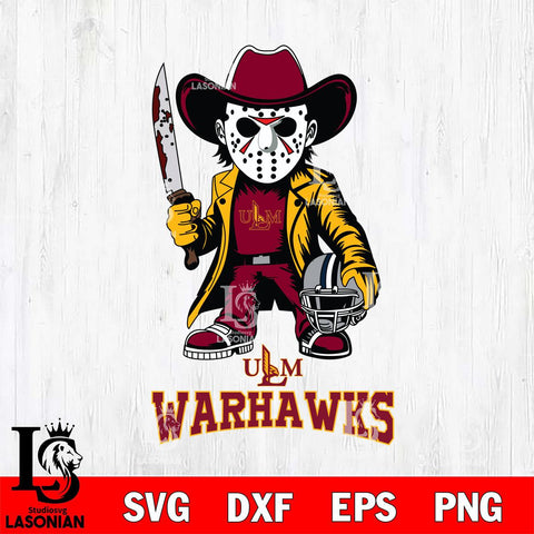UL Monroe Warhawks Jason Voorhees 3 Svg Eps Dxf Png File, Digital Download