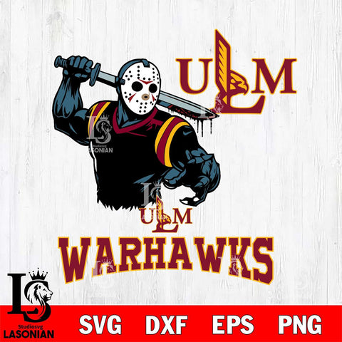 UL Monroe Warhawks Jason Voorhees 5 Svg Eps Dxf Png File, Digital Download