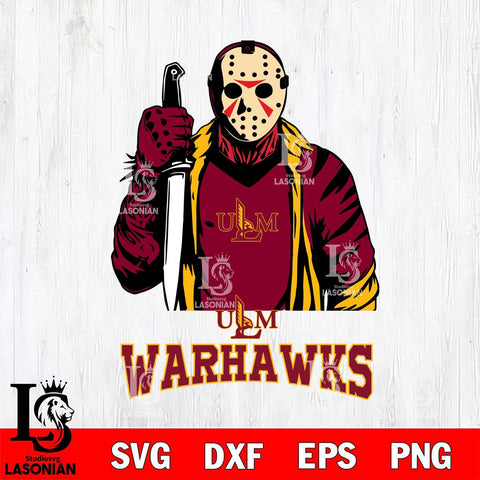 UL Monroe Warhawks Jason Voorhees 6 Svg Eps Dxf Png File, Digital Download