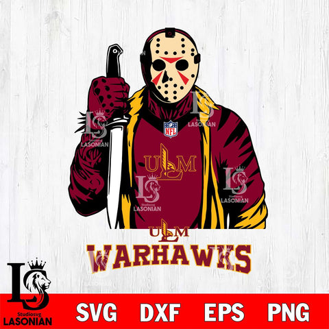 UL Monroe Warhawks Jason Voorhees Horror 3 Svg Eps Dxf Png File, NCAA svg, Digital Download, Instant Download