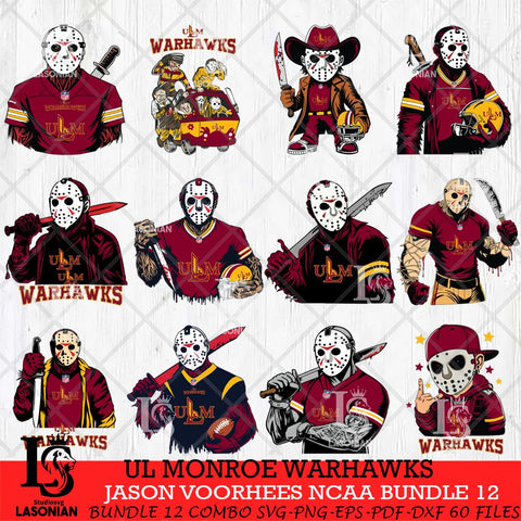 UL Monroe Warhawks Jason Voorhees Horror Bundle 12 SVG Eps Dxf Png File, bundle NCAA svg, Digital Download, Instant Download